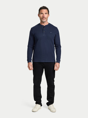 Henley Jersey Waffle - Navy