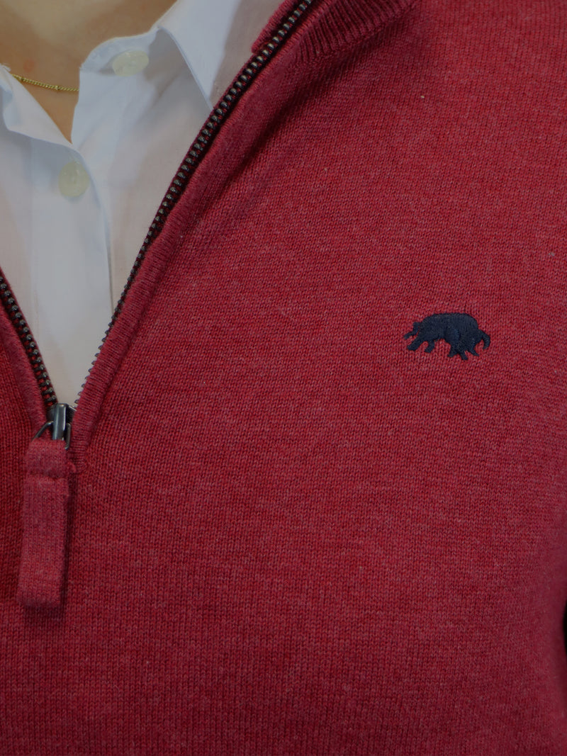 Classic Quarter Zip Knit - Berry