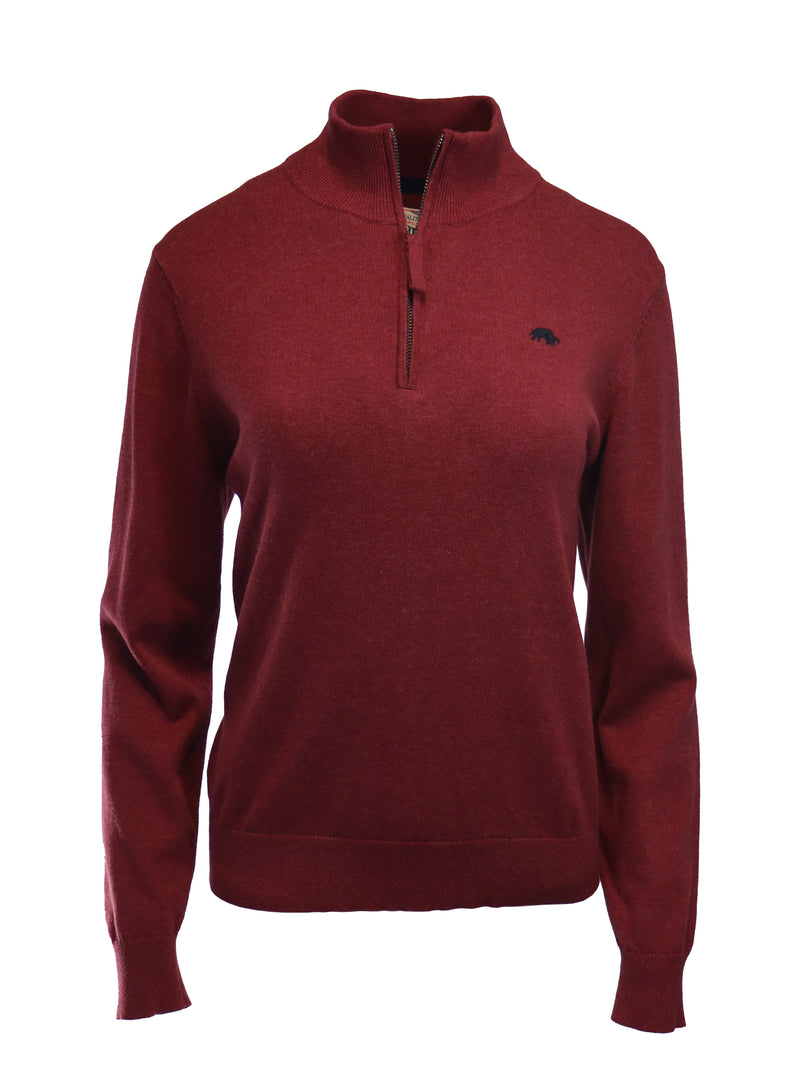 Classic Quarter Zip Knit - Berry
