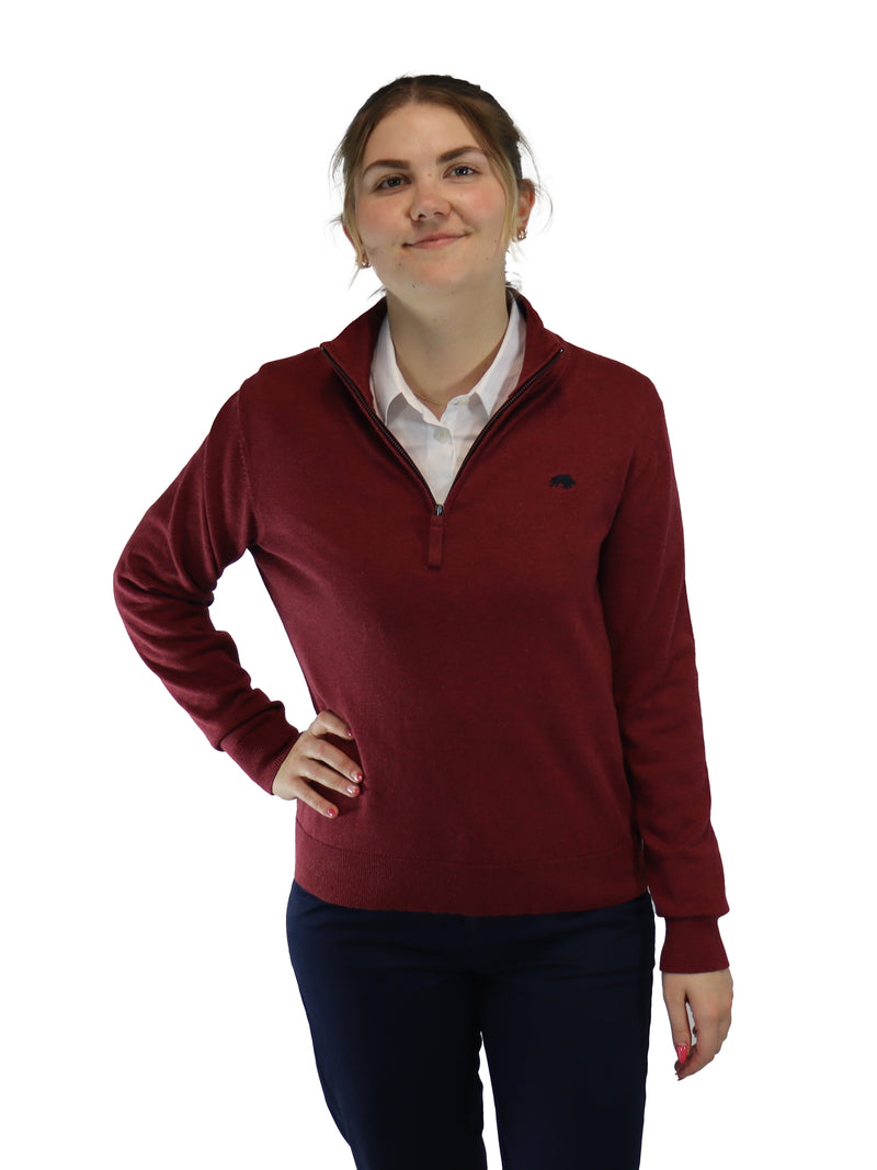 Classic Quarter Zip Knit - Berry