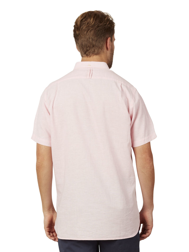 Short Sleeve Classic Linen Shirt - Pink