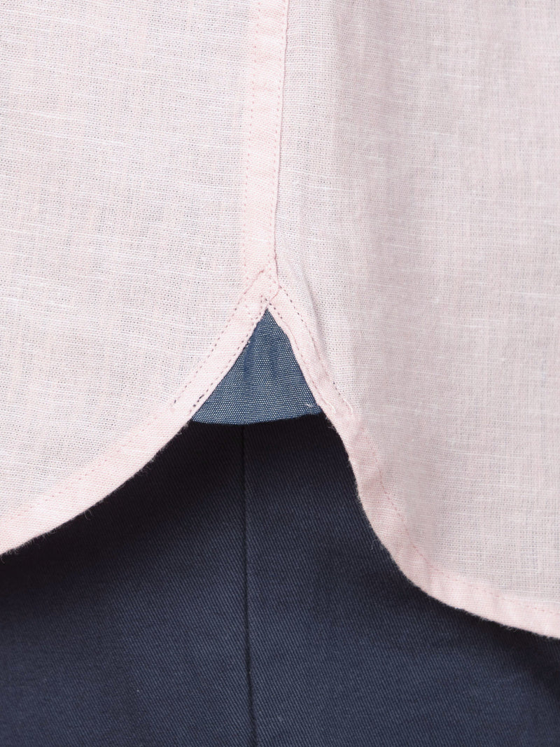Short Sleeve Classic Linen Shirt - Pink
