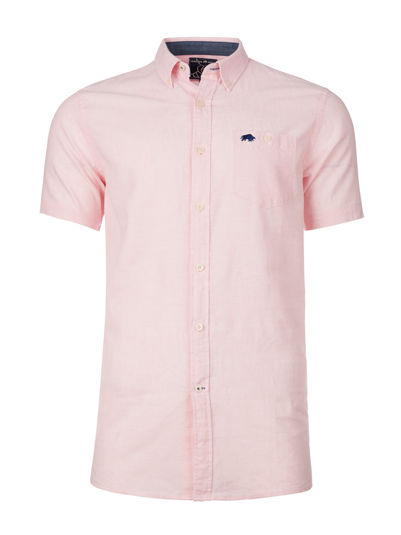 Short Sleeve Classic Linen Shirt - Pink