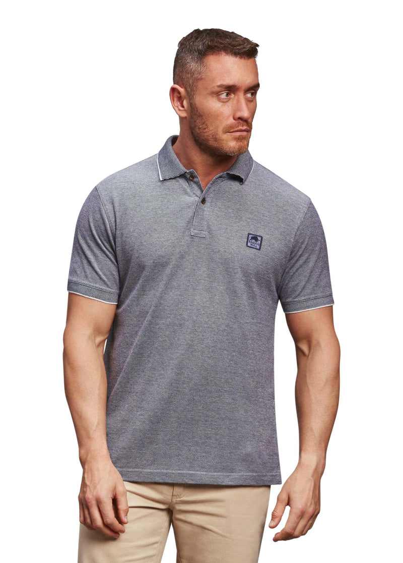 Embroidered Patch Birdseye Polo - Navy