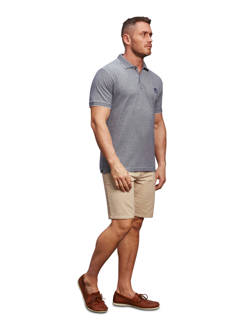 Embroidered Patch Birdseye Polo - Navy