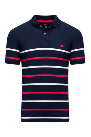 Irregular Stripe Polo - Navy