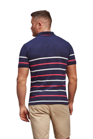 Irregular Stripe Polo - Navy