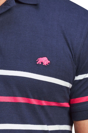 Irregular Stripe Polo - Navy