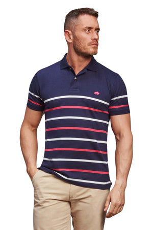 Irregular Stripe Polo - Navy
