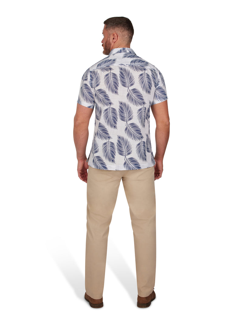 Short Sleeve Palm Leaf Shirt - White
