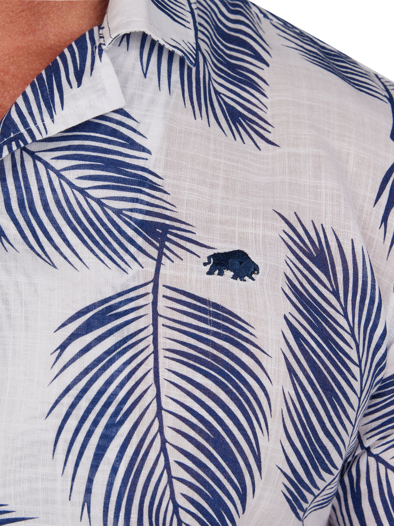 Short Sleeve Palm Leaf Shirt - White
