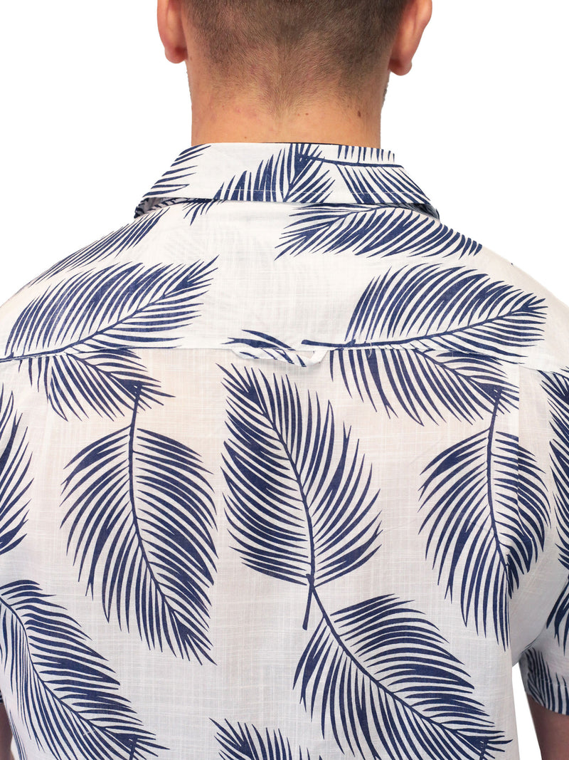 Short Sleeve Palm Leaf Shirt - White