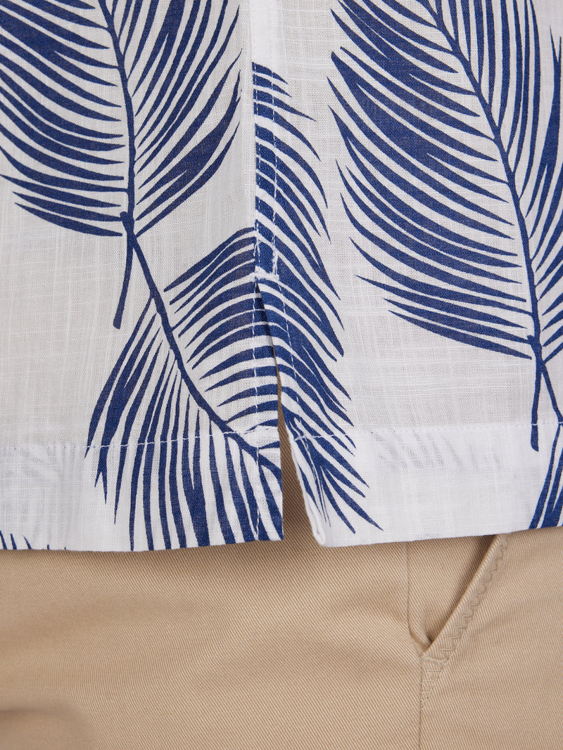 Short Sleeve Palm Leaf Shirt - White