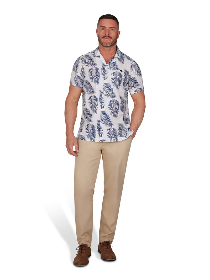 Short Sleeve Palm Leaf Shirt - White