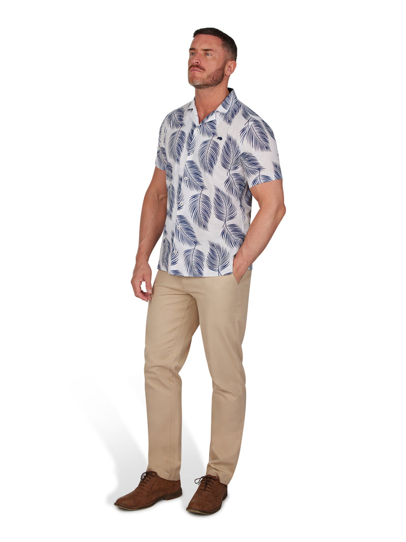 Short Sleeve Palm Leaf Shirt - White