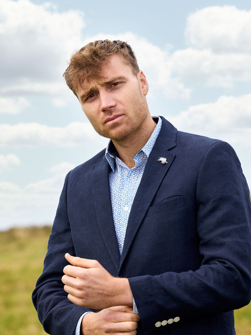 Linen Blazer - Navy