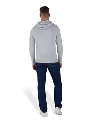 Pullover Knitted Hoodie - Light Grey Marl