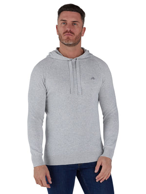 Pullover Knitted Hoodie - Light Grey Marl