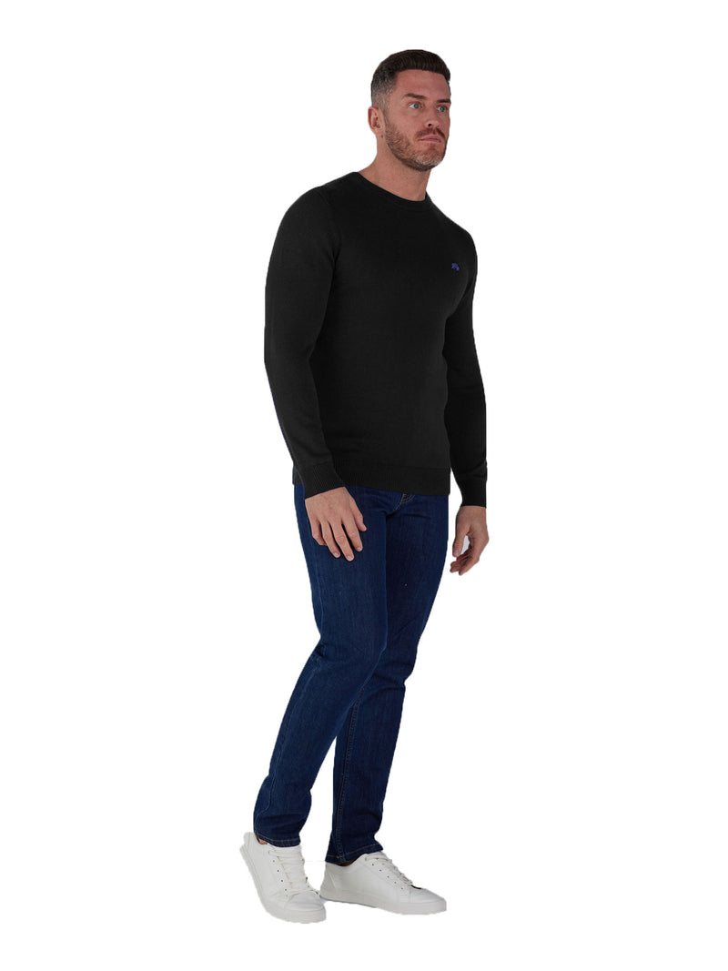 Lightweight Crew Neck Jumper - Black