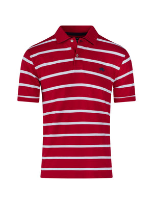 Pique Stripe Polo - Red
