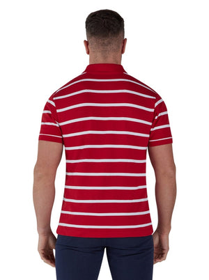 Pique Stripe Polo - Red