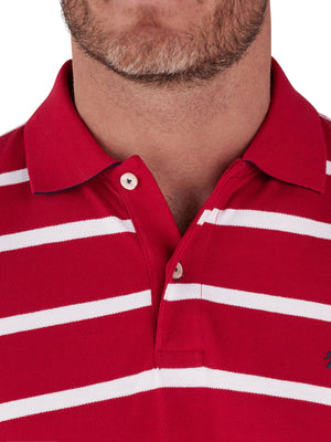 Pique Stripe Polo - Red
