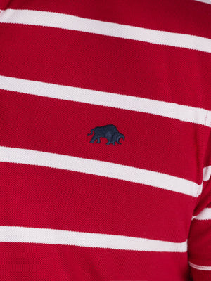 Pique Stripe Polo - Red