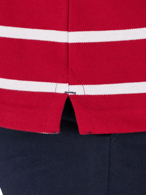 Pique Stripe Polo - Red
