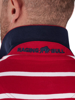 Pique Stripe Polo - Red