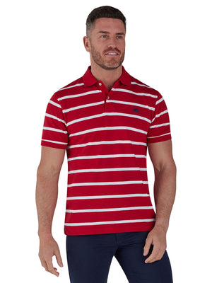 Pique Stripe Polo - Red
