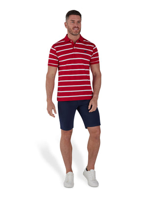Pique Stripe Polo - Red