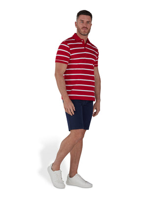 Pique Stripe Polo - Red