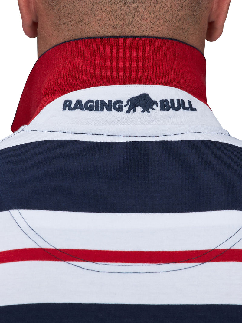 Two Tone Stripe Polo - Navy