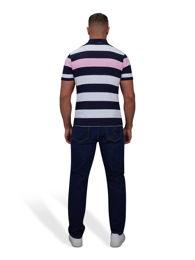 Jersey Contrast Panel Polo - Navy
