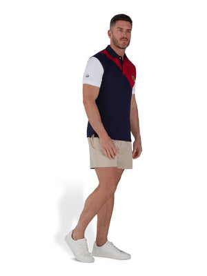 Diagonal Cut And Sew Polo - Navy