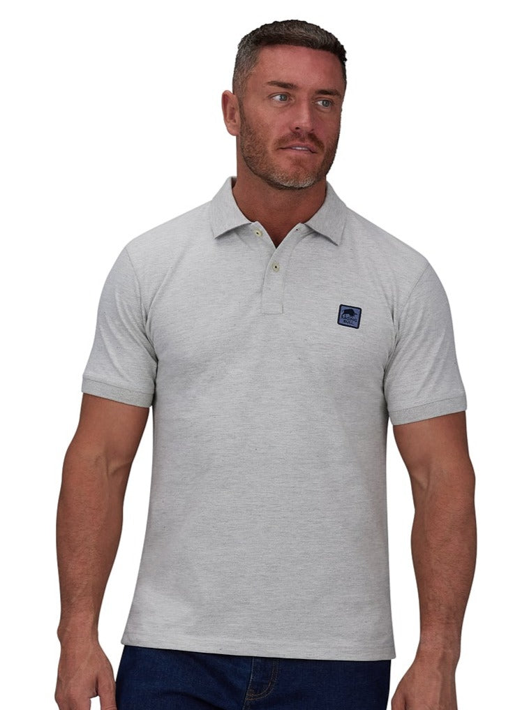 Pique Badge Polo - Light Grey Marl