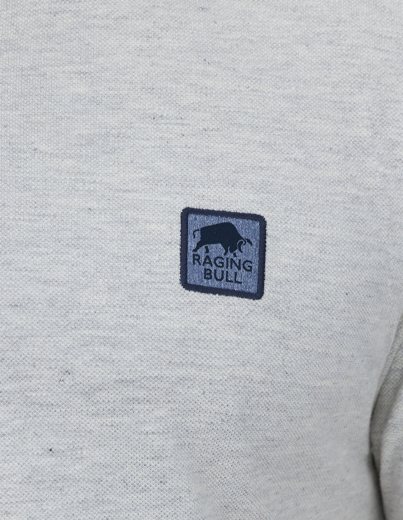 Pique Badge Polo - Light Grey Marl