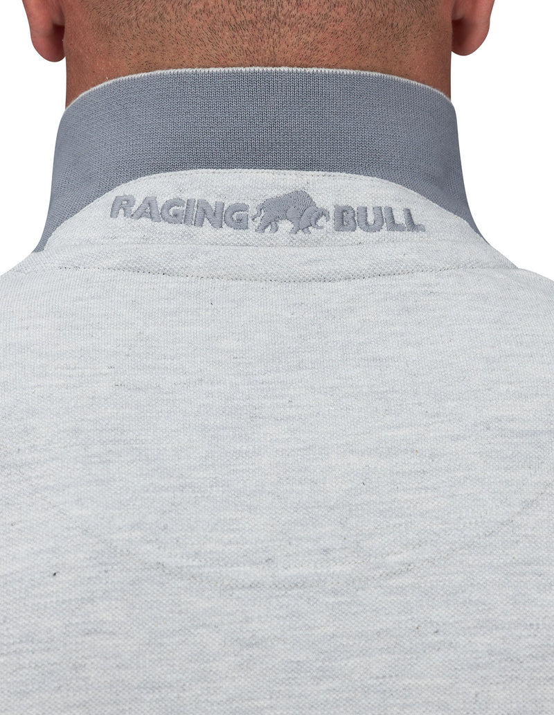 Pique Badge Polo - Light Grey Marl