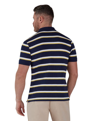 Thin Stripe Pique Polo - Navy