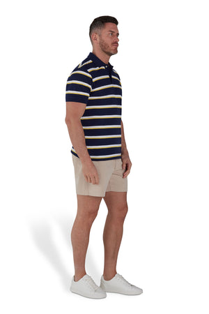 Thin Stripe Pique Polo - Navy