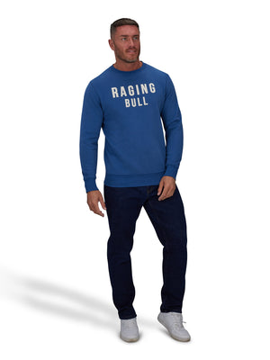 RB Applique Crew Neck Sweat - Mid Blue