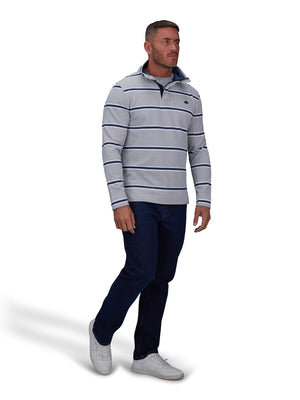 Thin Stripe 1/4 Zip Sweat - Grey
