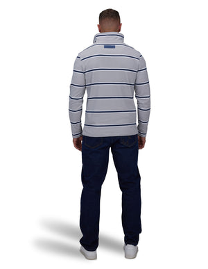Thin Stripe 1/4 Zip Sweat - Grey