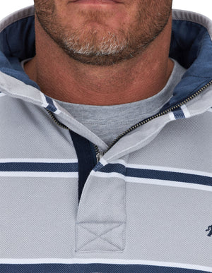 Thin Stripe 1/4 Zip Sweat - Grey