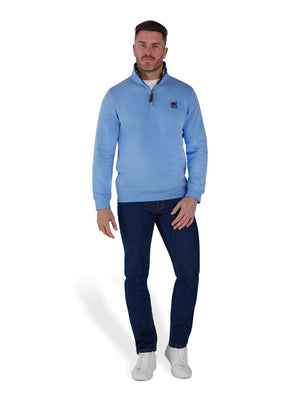 Badge Quarter Zip Sweat - Sky Blue