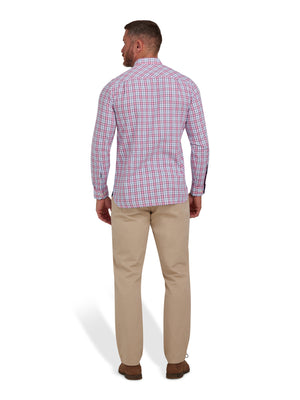 Long Sleeve Multi Check Poplin Shirt - Pink