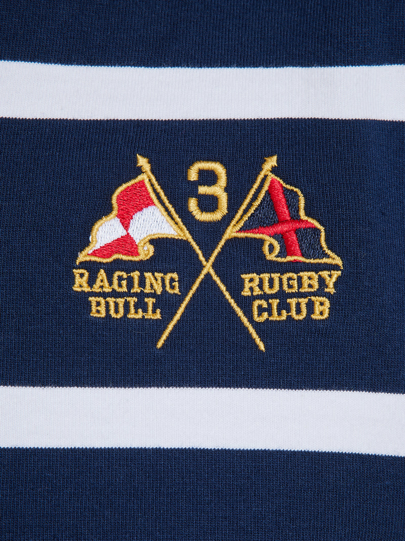 Short Sleeve Fine Stripe Rugby - Navy