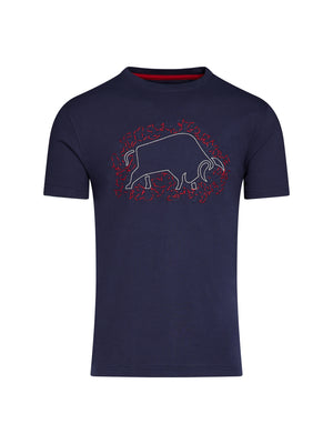 Scatter Stitch Bull T-Shirt - Navy