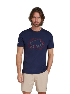 Scatter Stitch Bull T-Shirt - Navy