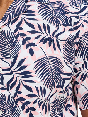 Short Sleeve Large Fern Shirt - Navy